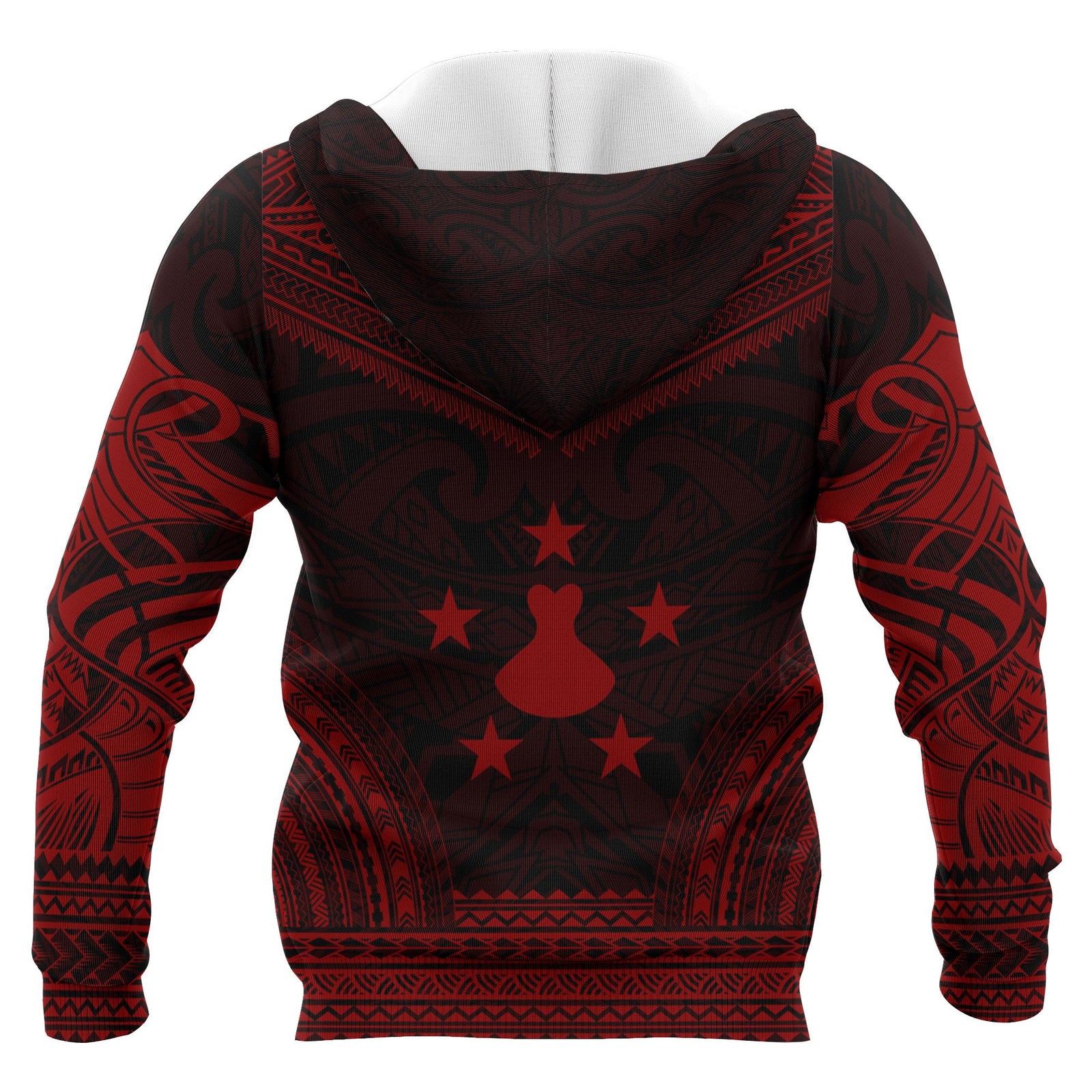Austral Islands Polynesian Chief Custom Zip up Hoodie Red Version Unisex Red - Polynesian Pride