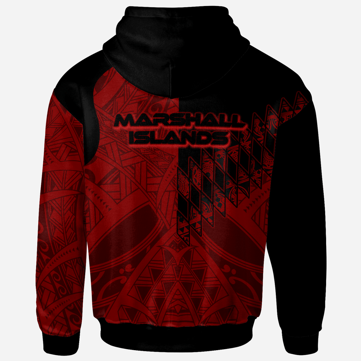 Marshall Islands Zip Hoodie Red Color Symmetry Style - Polynesian Pride