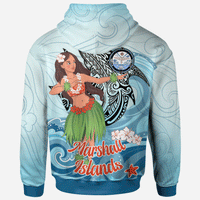 Marshall Islands Zip Hoodie Polynesian Girls With Shark - Polynesian Pride