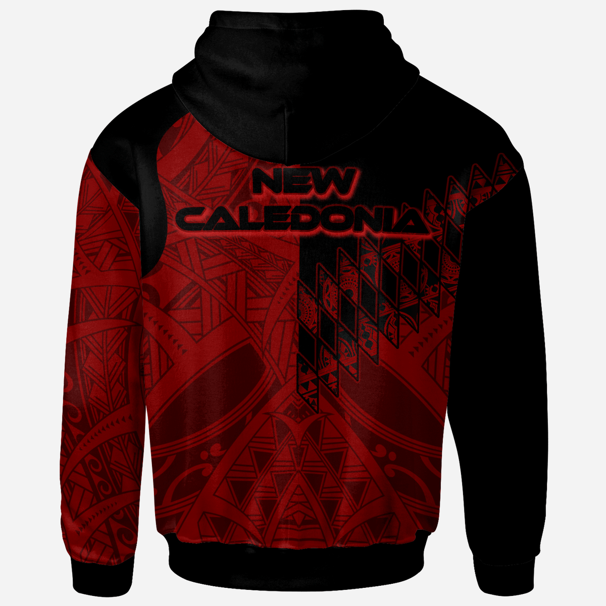 New Caledonia Zip Hoodie Red Color Symmetry Style - Polynesian Pride
