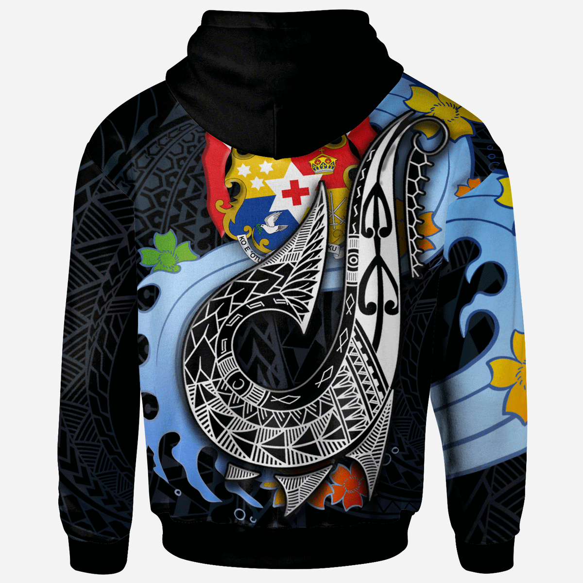 Tonga Hoodie Fish Hooks and Wave - Polynesian Pride