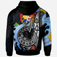Tonga Hoodie Fish Hooks and Wave - Polynesian Pride