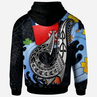 Wallis and Futuna Custom Zip Hoodie Fish Hooks and Wave - Polynesian Pride