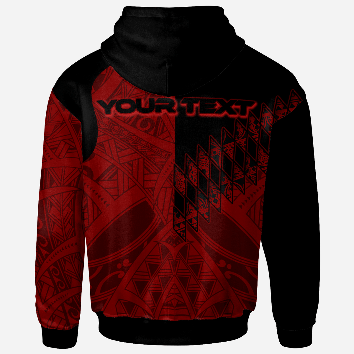 American Samoa Custom Zip Hoodie Red Color Symmetry Style - Polynesian Pride