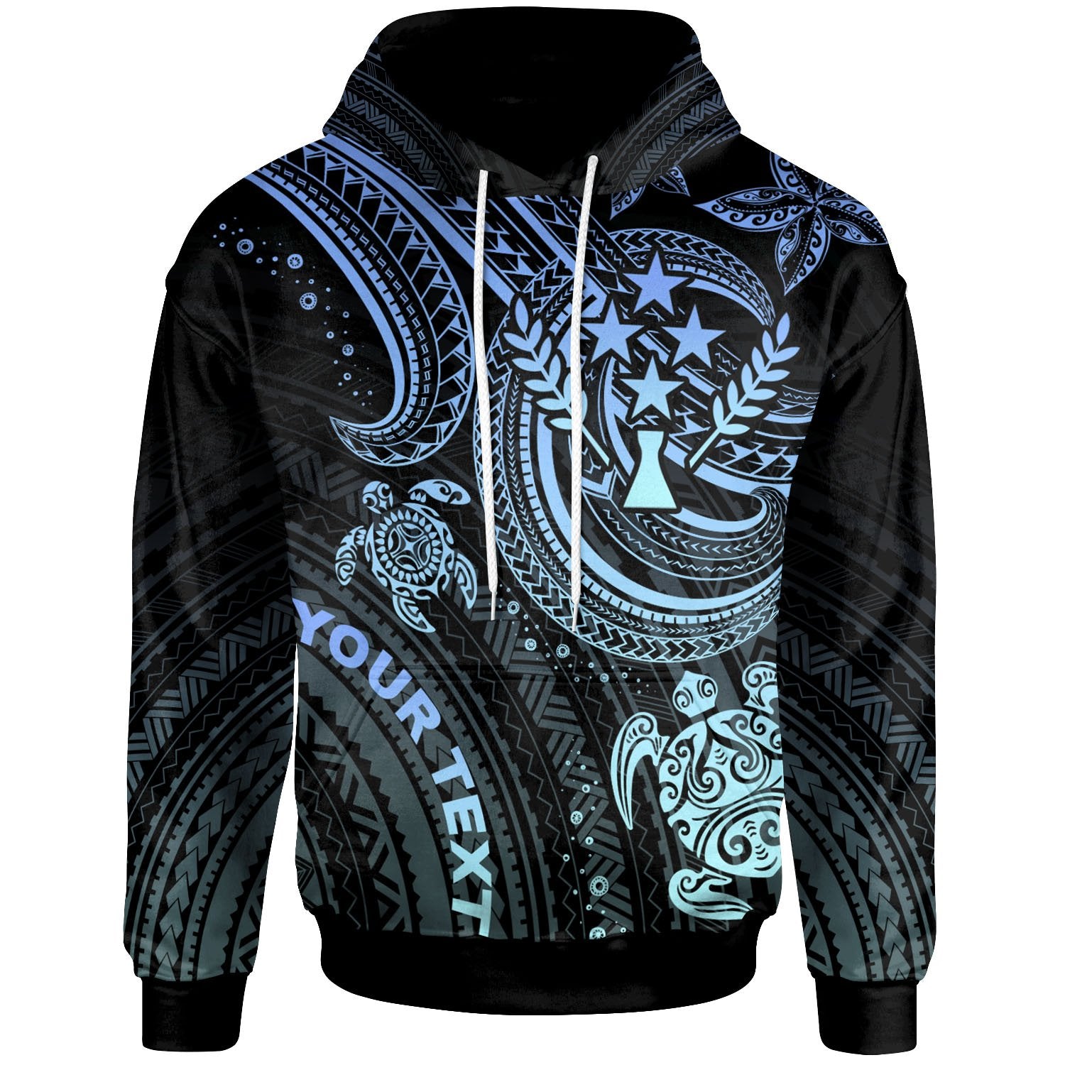 Kosrae Custom Hoodie Blue Turtle Unisex Blue - Polynesian Pride