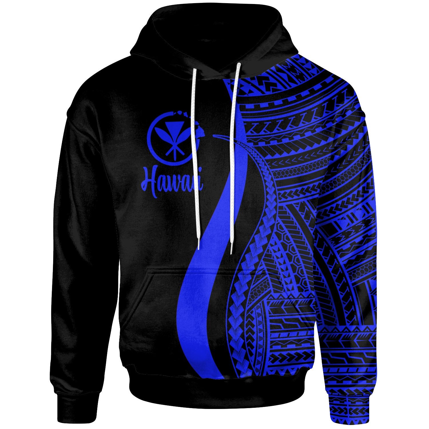 Hawaii Hoodie Blue Tentacle Tribal Pattern Unisex Blue - Polynesian Pride