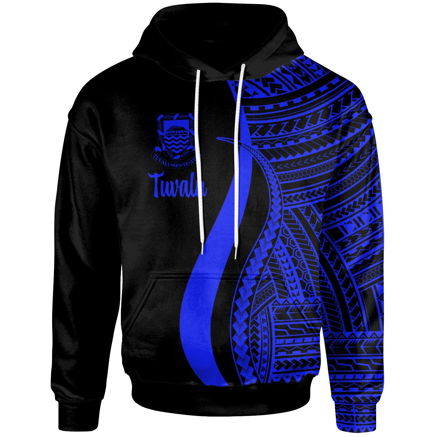 Tuvalu Hoodie Blue Tentacle Tribal Pattern Unisex Blue - Polynesian Pride