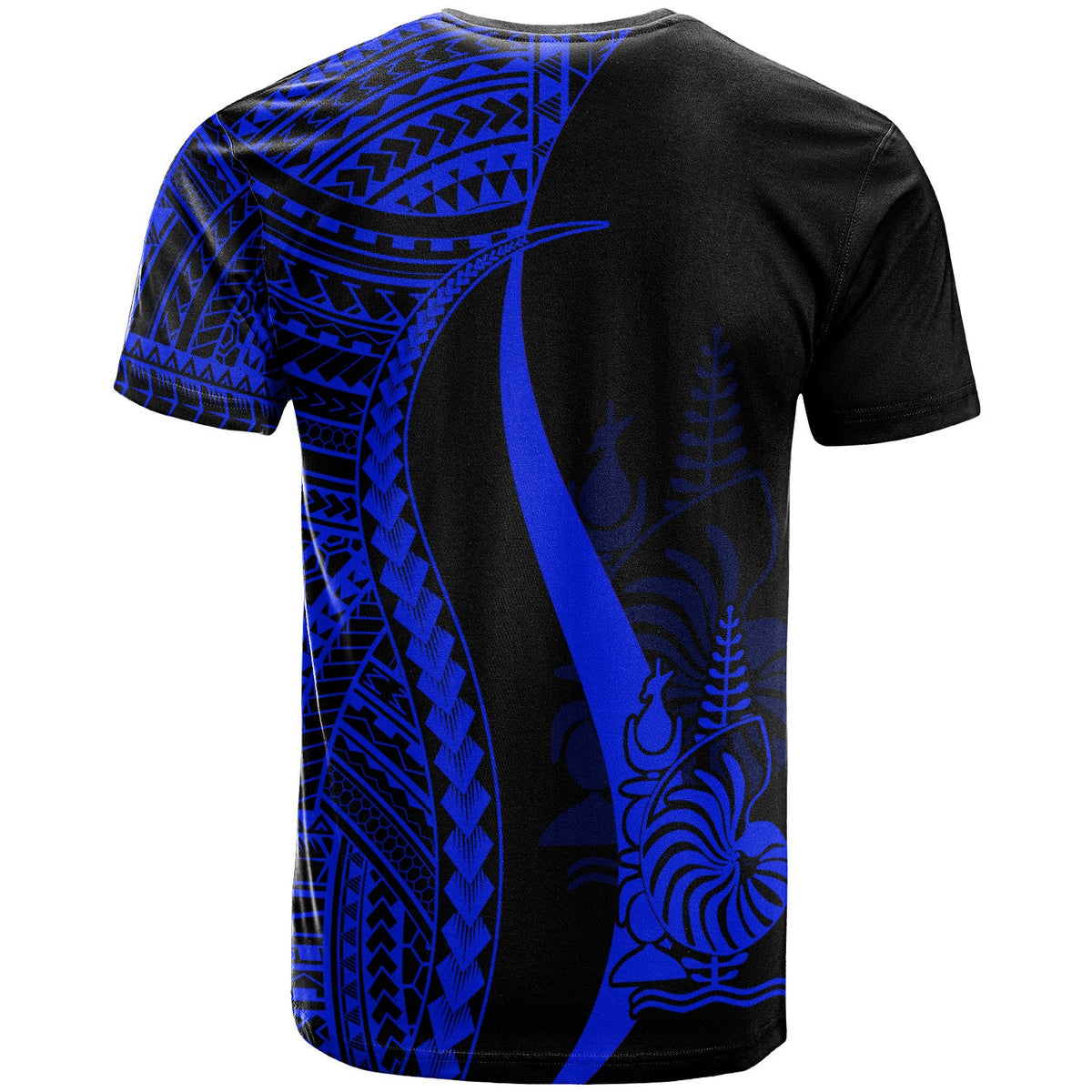 New Caledonia Custom T Shirt Blue Micronesian Tentacle Tribal Pattern - Polynesian Pride