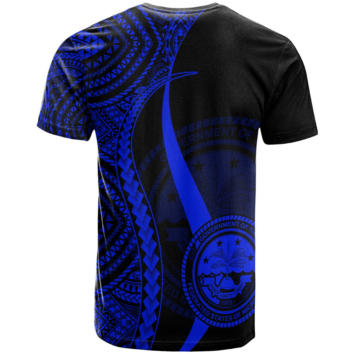 Federated States of Micronesia T Shirt Blue Micronesian Tentacle Tribal Pattern - Polynesian Pride