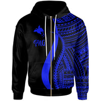 Papua New Guinea Zip up Hoodie Blue Tentacle Tribal Pattern Unisex Blue - Polynesian Pride