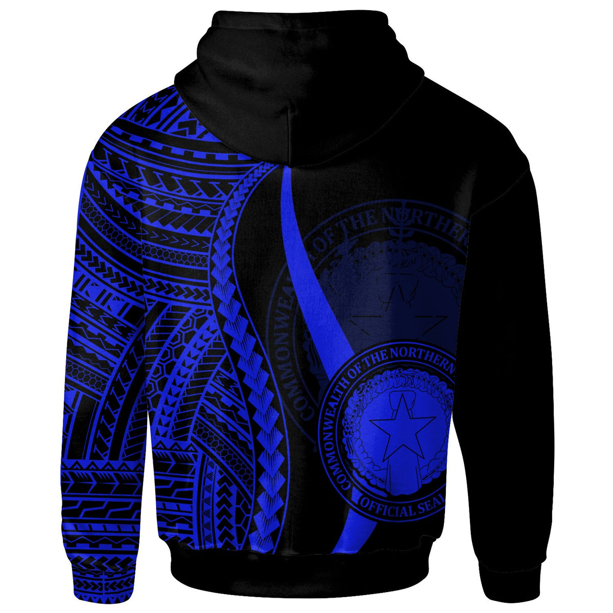 Northern Mariana Islands Hoodie Blue Tentacle Tribal Pattern - Polynesian Pride