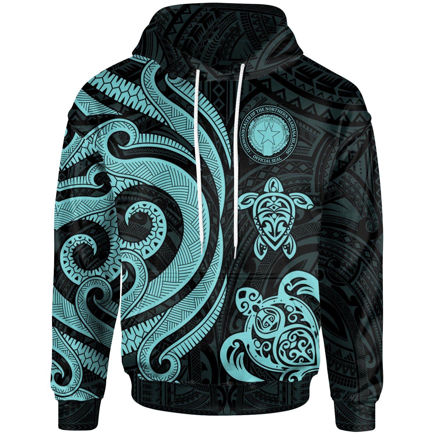 Northern Mariana Hoodie Turquoise Tentacle Turtle Unisex Turquoise - Polynesian Pride