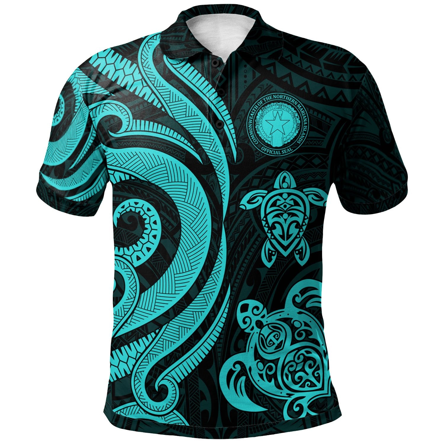 Northern Mariana Islands Polo Shirt Turquoise Tentacle Turtle Unisex Turquoise - Polynesian Pride