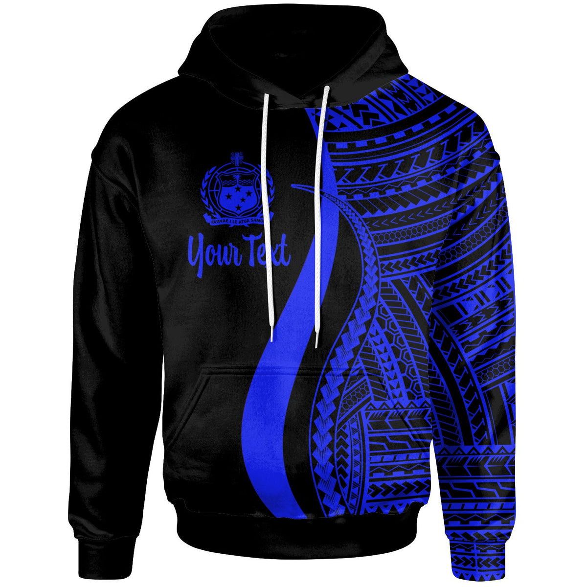 Samoa Custom Hoodie Blue Tentacle Tribal Pattern Unisex Blue - Polynesian Pride