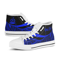 Vanuatu Custom Personalised High Top Shoes Blue - Polynesian Tentacle Tribal Pattern - Polynesian Pride