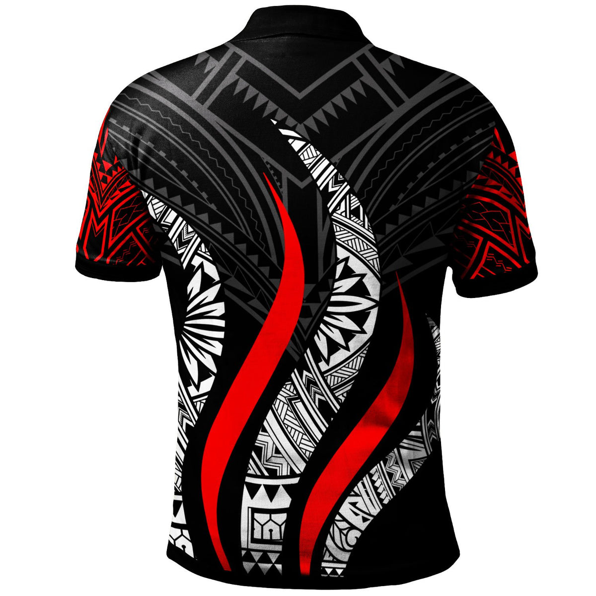 Samoa Polo Shirt Samoan Strong Fire Pattern Red - Polynesian Pride