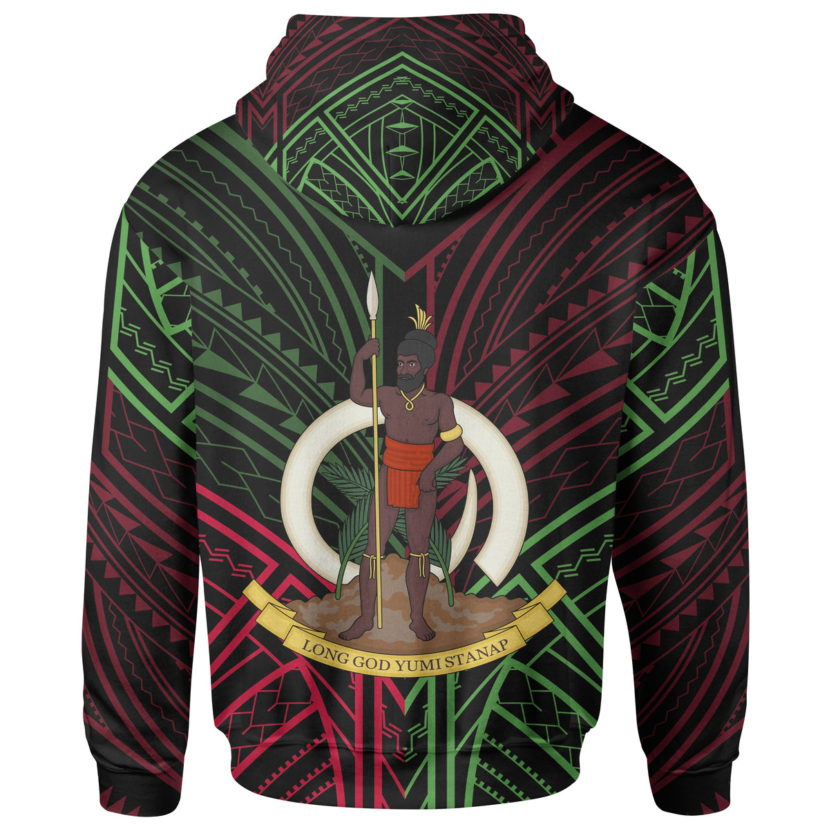 Vanuatu Hoodie Vanuatu Seal Flag Color Tribal Patterns - Polynesian Pride