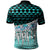 Tonga Polo Shirt Coconut Leaves Weave Pattern Blue - Polynesian Pride