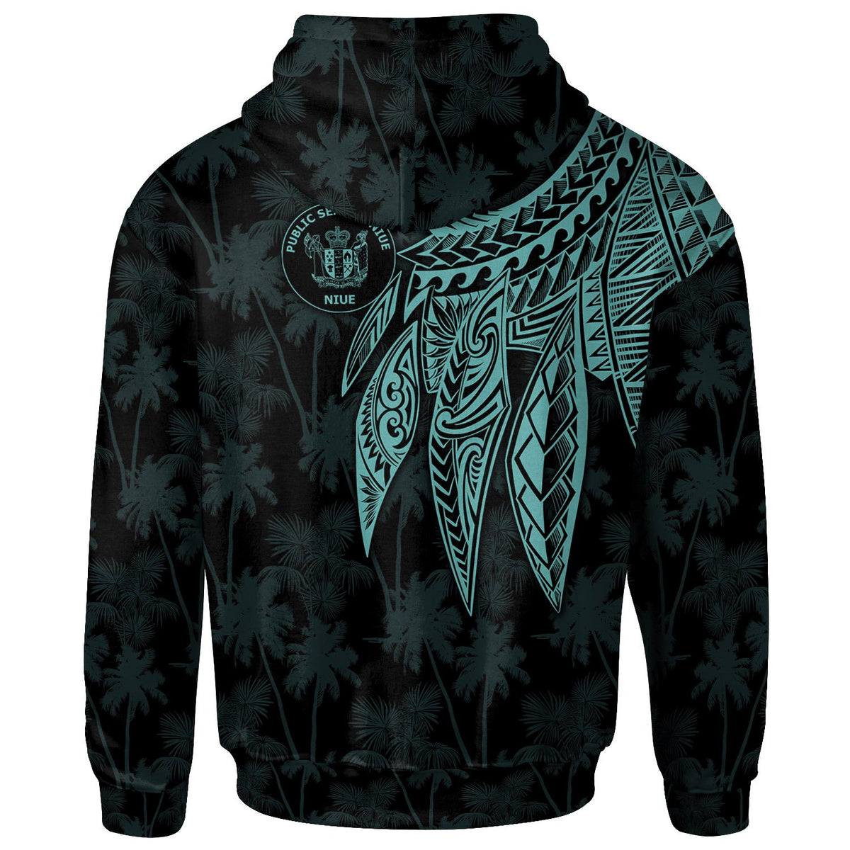 Niue Custom Zip up Hoodie Polynesian Wings (Turquoise) - Polynesian Pride