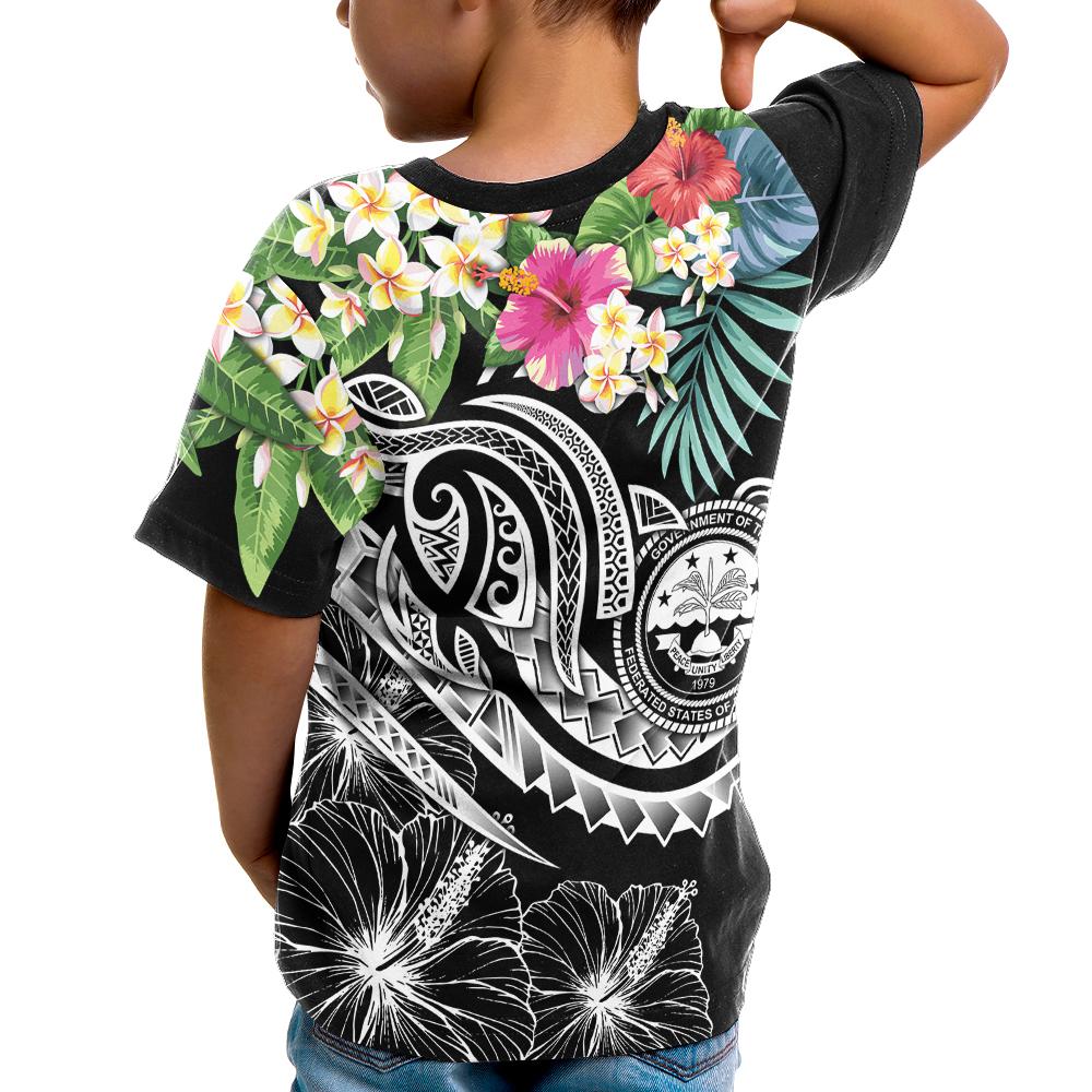 FSM Polynesian T Shirt Summer Plumeria (Black) - Polynesian Pride