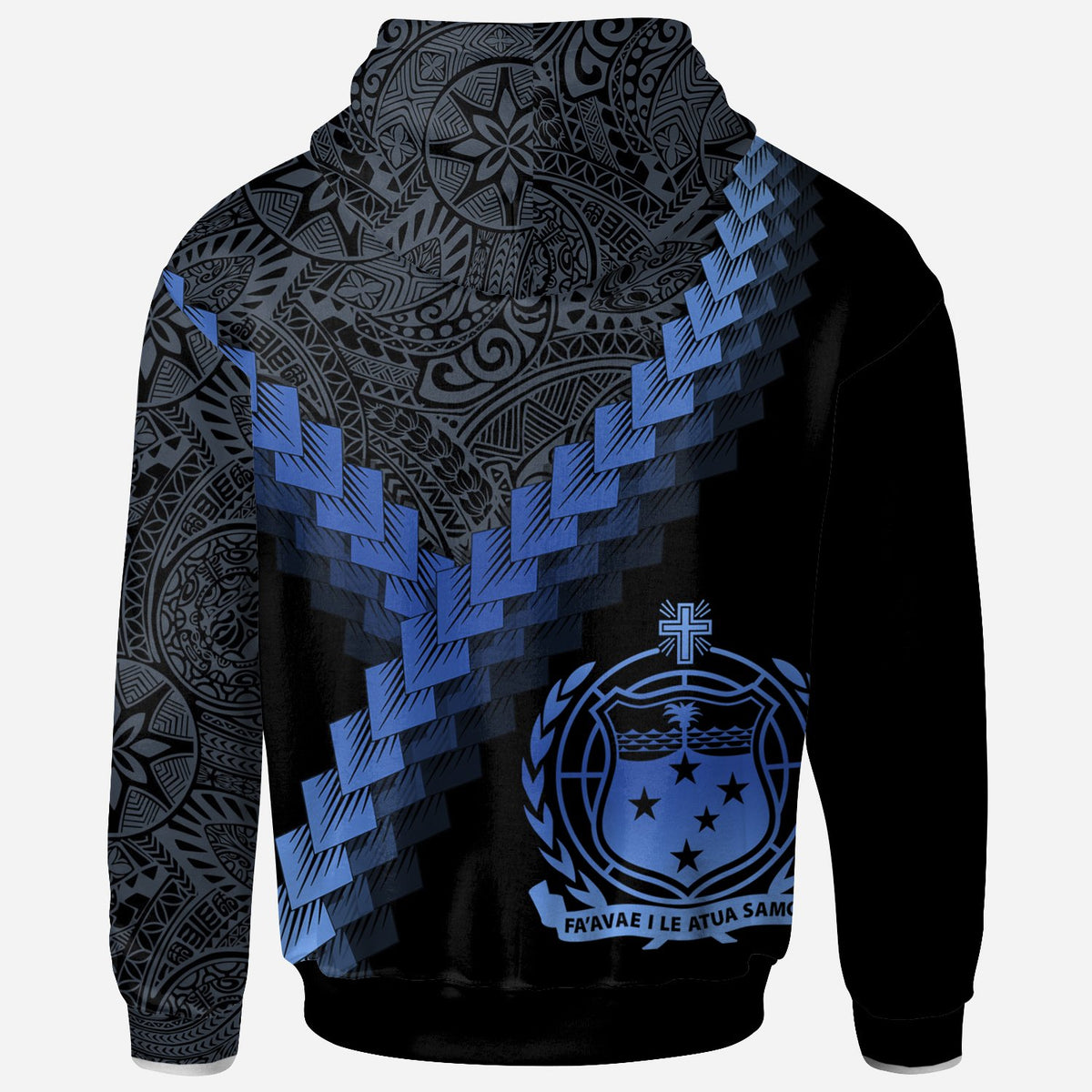 Samoa Hoodie Samoa Coat of Arms With Polynesian Tattoo Blue - Polynesian Pride