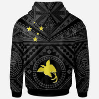 Papua New Guinea Custom Zip up Hoodie Flag With Polynesian Patterns (Black) - Polynesian Pride