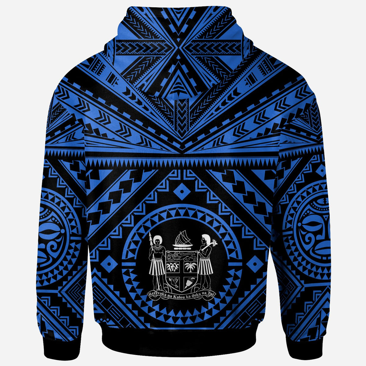 Fiji Custom Hoodie Fiji Seal With Polynesian Tattoo Style (Blue) - Polynesian Pride