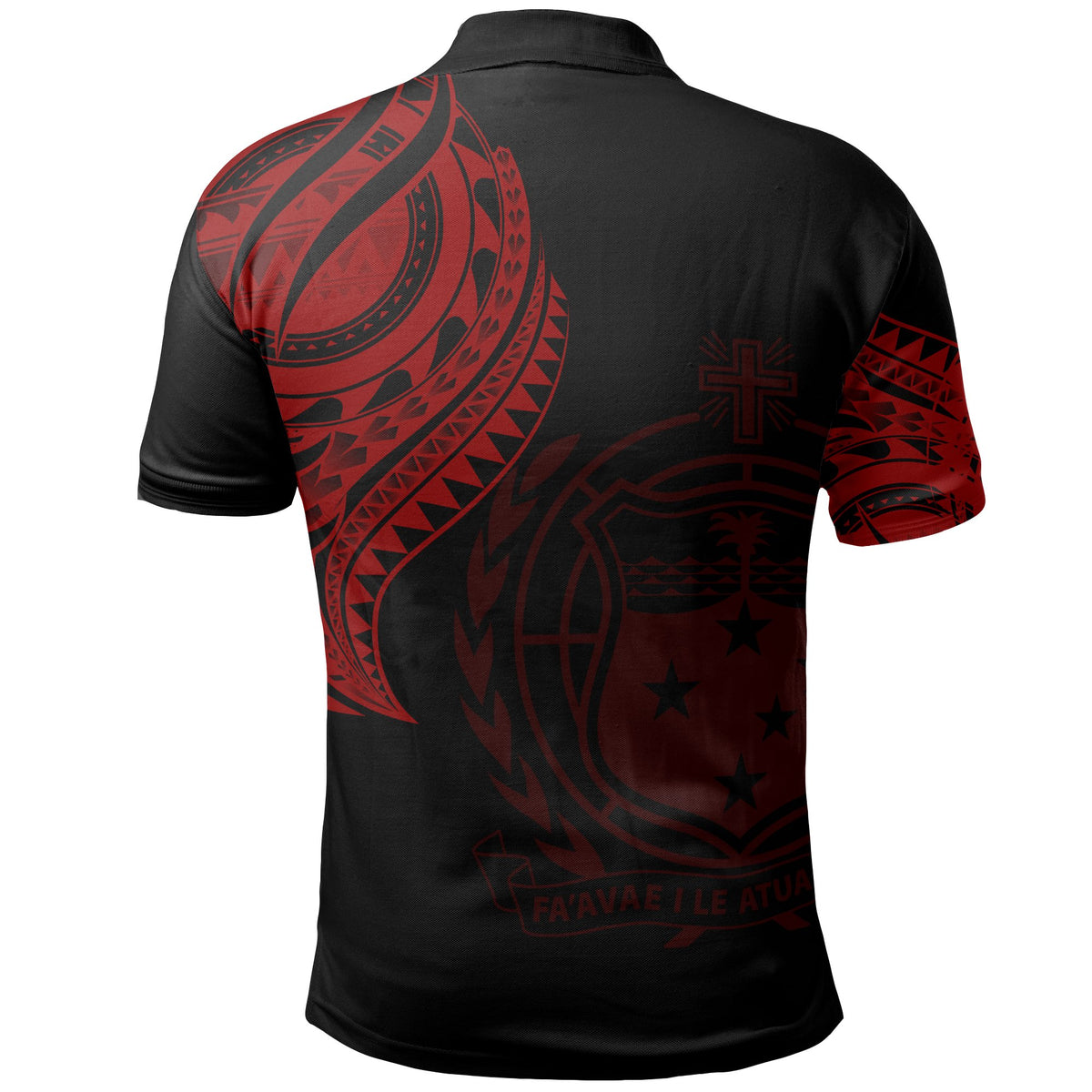 Samoa Polo Shirt Samoan Tatau Red Patterns - Polynesian Pride