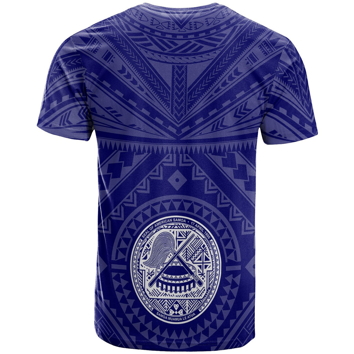 American Samoa T Shirt Seal In Polynesian Tattoo Style ( Blue) - Polynesian Pride
