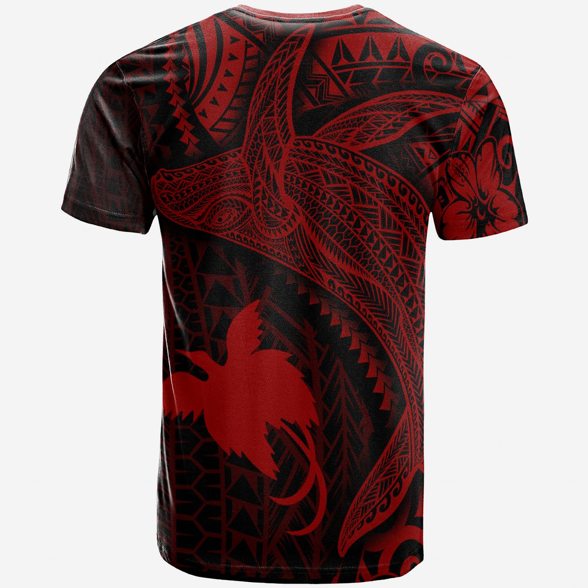 Papua New Guinea T Shirt Humpback Whale & Coat of Arms Red - Polynesian Pride