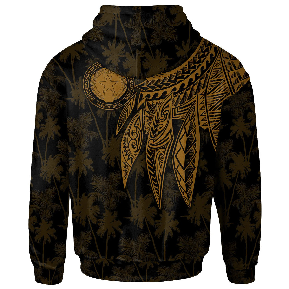 Northern Mariana Islands Polynesian Custom Zip up Hoodie Polynesian Wings Golden - Polynesian Pride