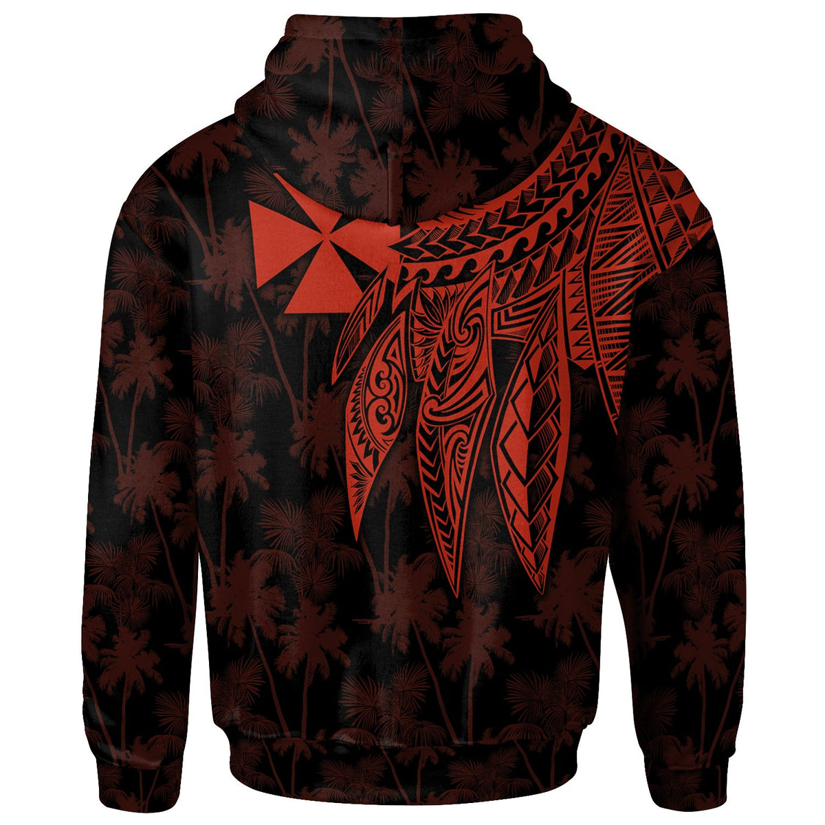 Wallis and Futuna Custom Zip up Hoodie Polynesian Wings Red - Polynesian Pride