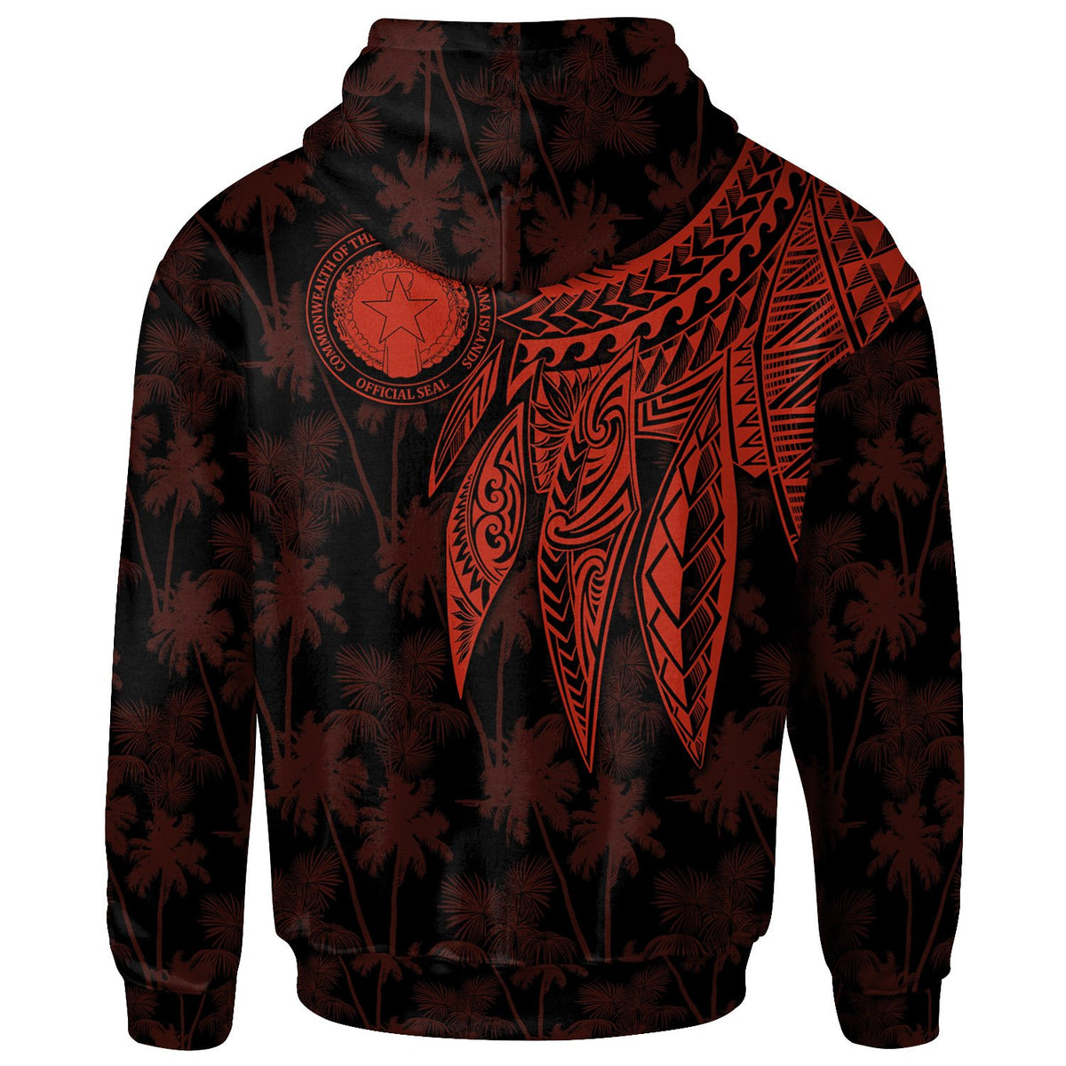 Northern Mariana Islands Polynesian Custom Zip up Hoodie Polynesian Wings Red - Polynesian Pride