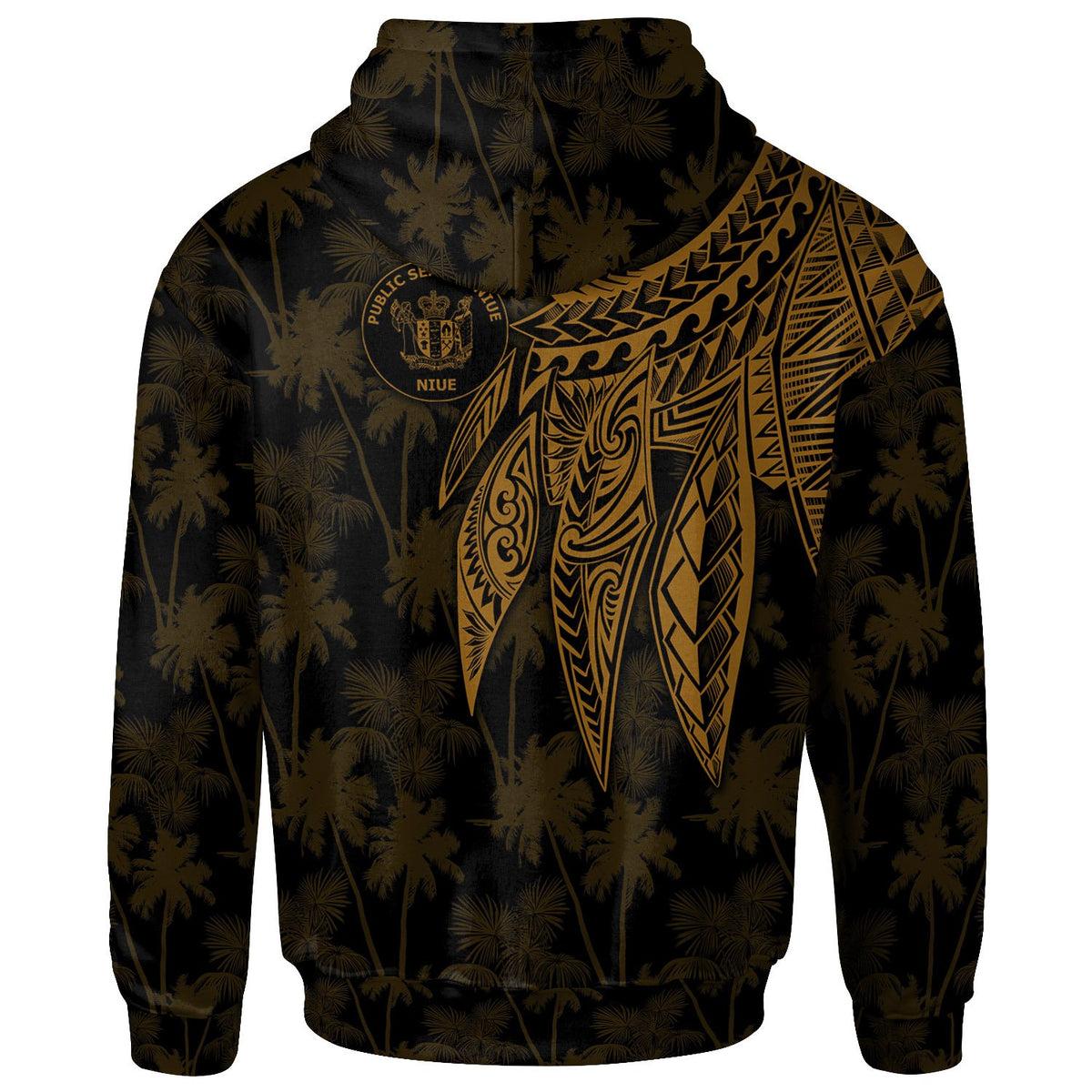 Niue Zip up Hoodie Polynesian Wings (Golden) - Polynesian Pride