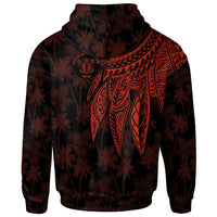 Niue Zip up Hoodie Polynesian Wings (Red) - Polynesian Pride
