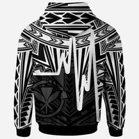 Hawaii Custom Hoodie Kanaka Maoli With Polynesian Pattern In Heartbeat Style (Black,White) - Polynesian Pride