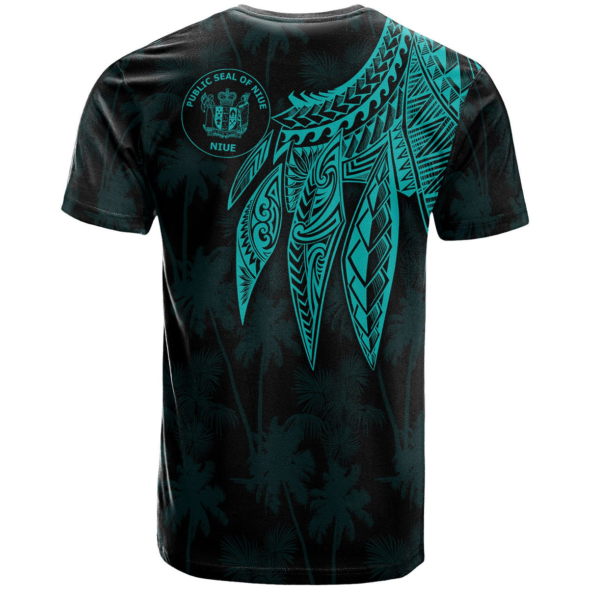 Niue T Shirt Polynesian Wings (Turquoise) - Polynesian Pride