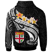 Fiji Custom Hoodie Fiji Seal Polynesian Patterns Plumeria (Black) - Polynesian Pride