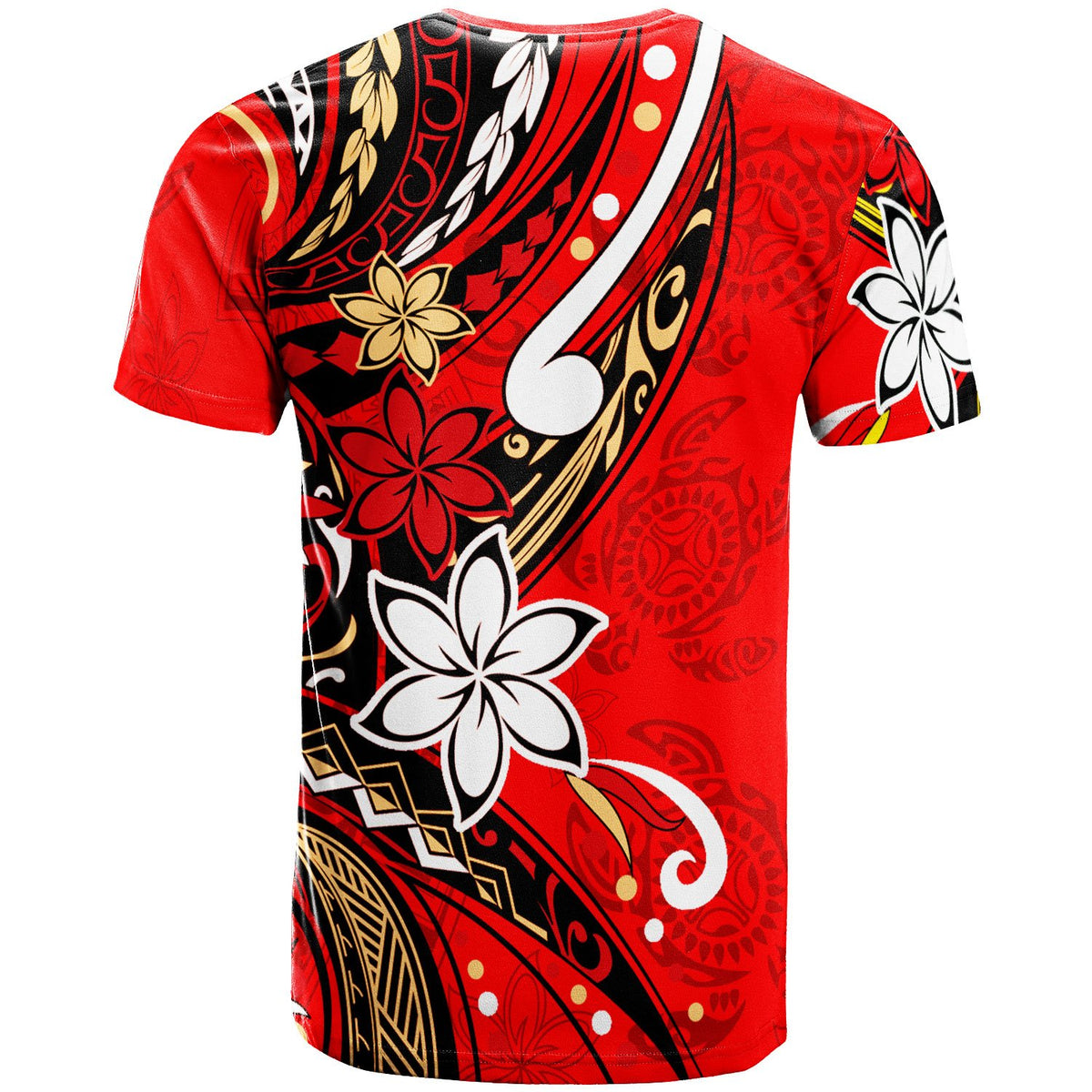 Papua New Guinea T Shirt Tribal Flower With Special Turtles Red Color - Polynesian Pride