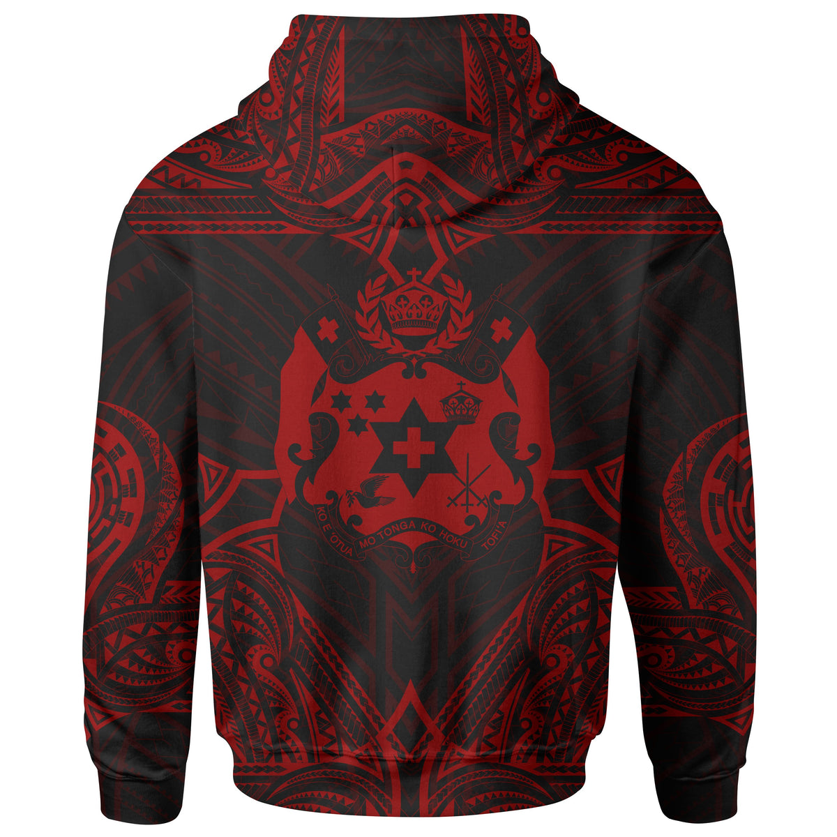 Tonga Hoodie Coat of rms With Patterns Red Color - Polynesian Pride
