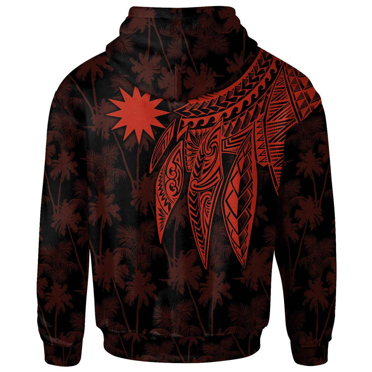 Nauru Custom Zip up Hoodie Polynesian Wings Red - Polynesian Pride