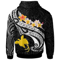 Papua New Guinea Custom Hoodie PNG Seal Polynesian Patterns Plumeria (Black) - Polynesian Pride