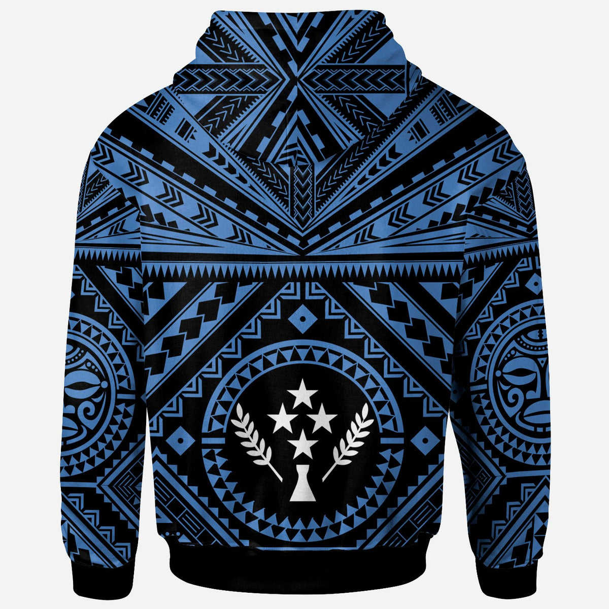 Kosrae Custom Zip up Hoodie Kosrae Flag In Polynesian Tattoo Style (Blue) - Polynesian Pride