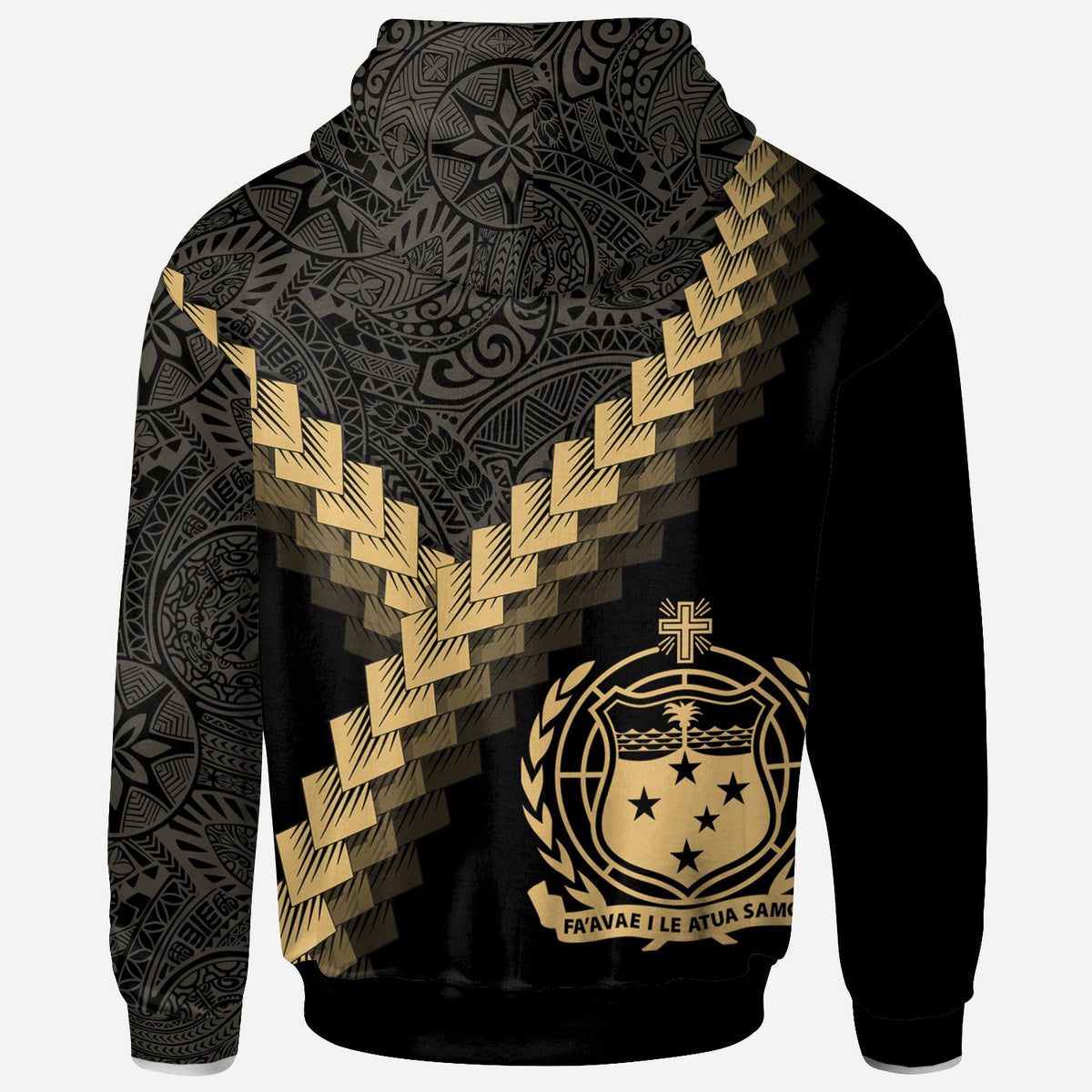 Samoa Hoodie Samoa Coat of Arms With Polynesian Tattoo Gold - Polynesian Pride