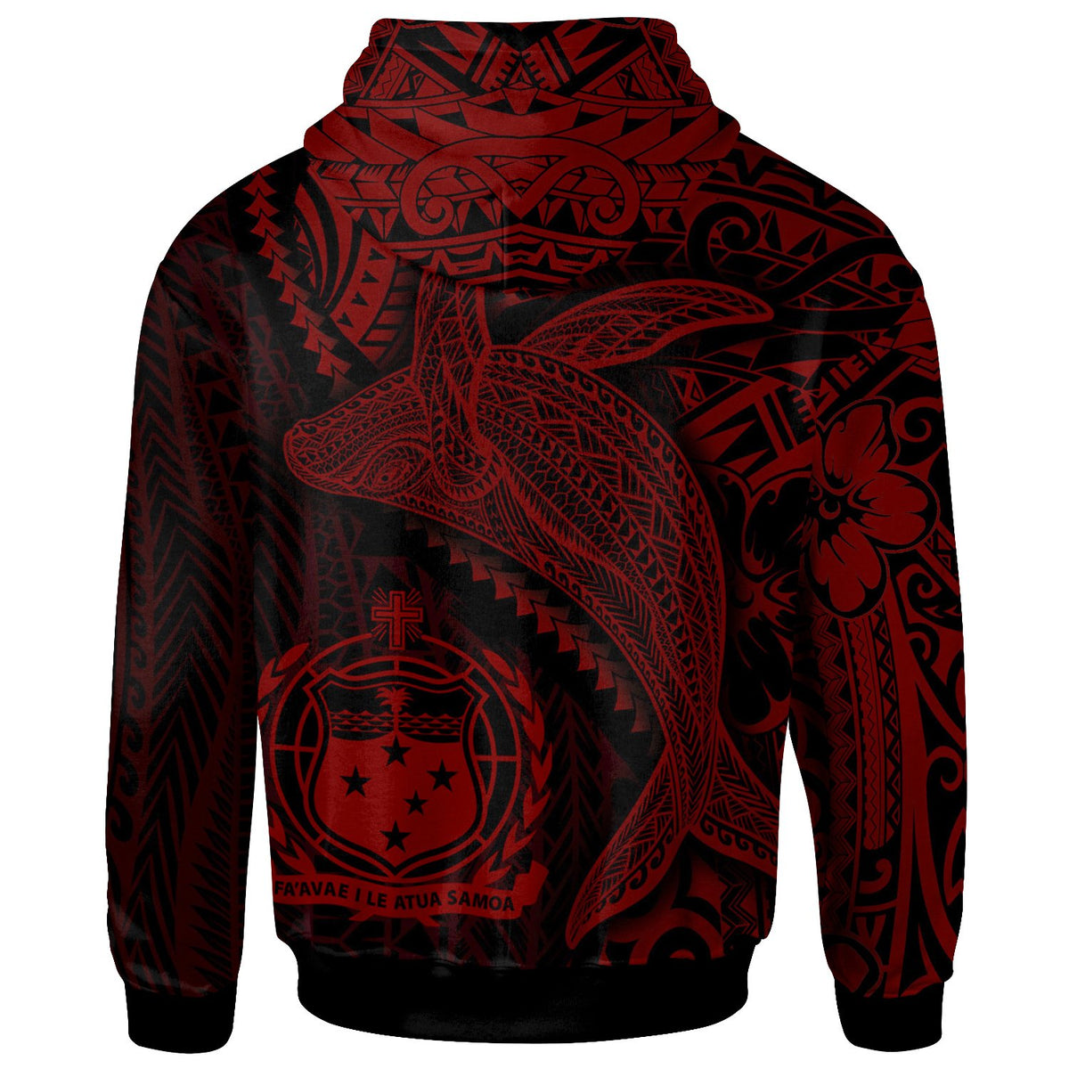 Samoa Hoodie Humpback Whale & Coat of Arms Red - Polynesian Pride