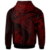 New Caledonia Zip up Hoodie Humpback Whale & Coat of Arms Red - Polynesian Pride