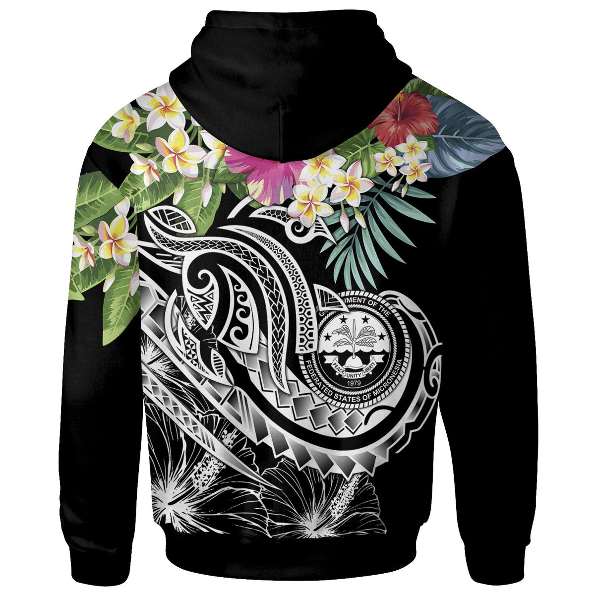 FSM Polynesian Hoodie Summer Plumeria (Black) - Polynesian Pride