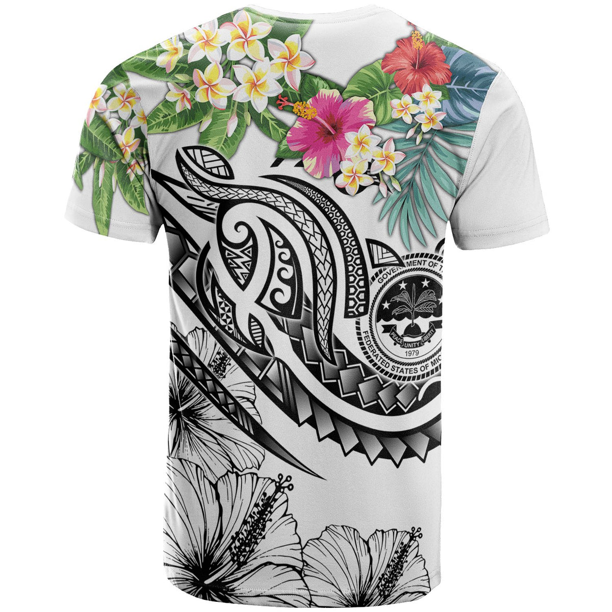 FSM Polynesian T Shirt Summer Plumeria (White) - Polynesian Pride