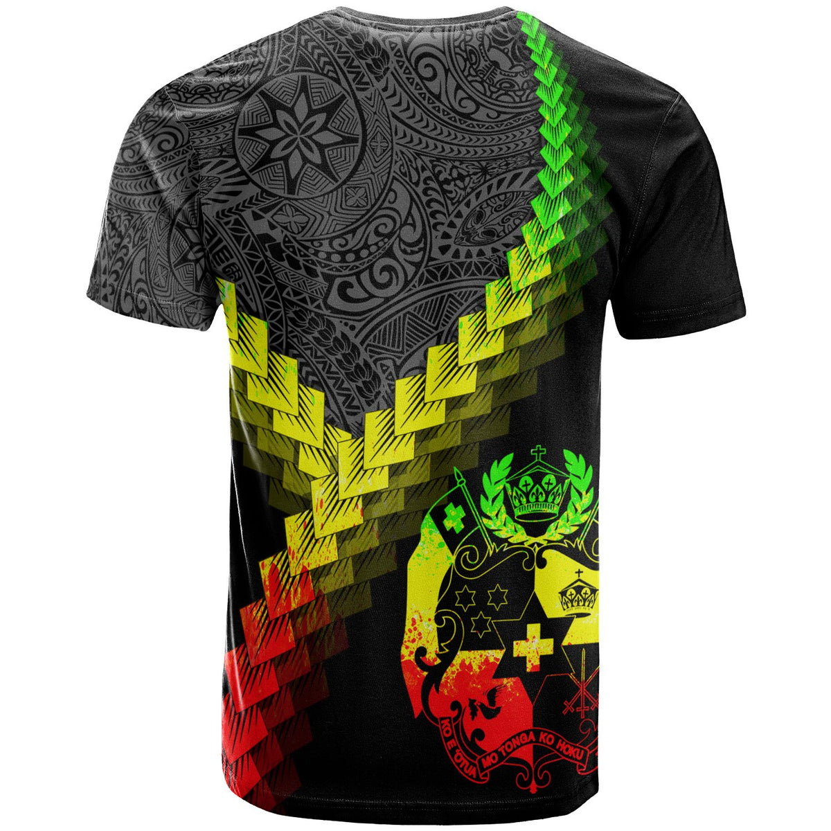 Tonga T Shirt Tonga Coat of Arms With Polynesian Tattoo Reggae - Polynesian Pride