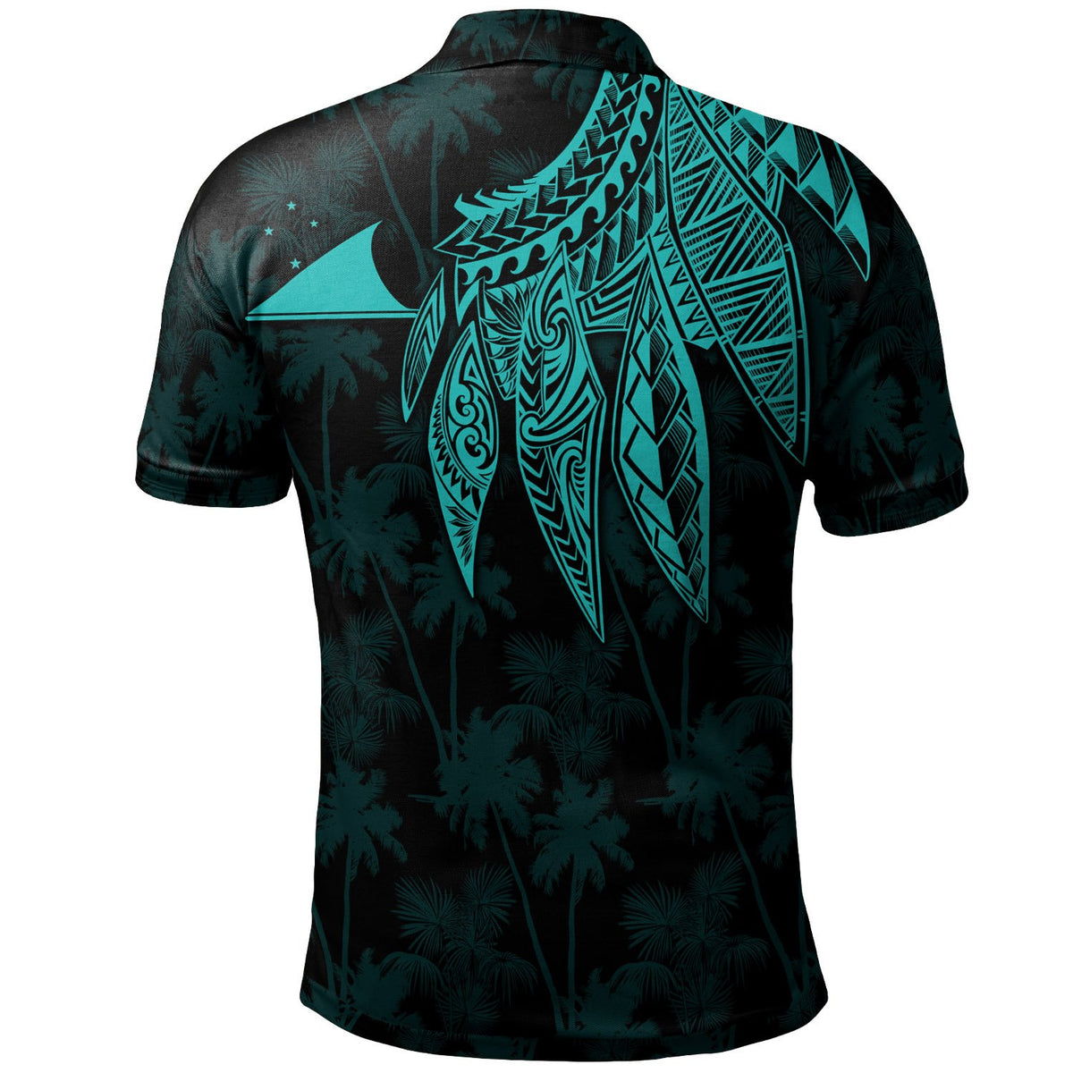 Tokelau Polynesian Custom Polo Polynesian Wings (Turquoise) - Polynesian Pride